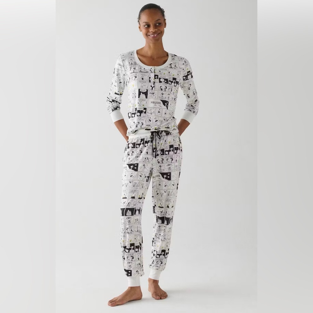 🆕♠️KATE SPADE PEANUTS PRINT HENLEY PJ SET